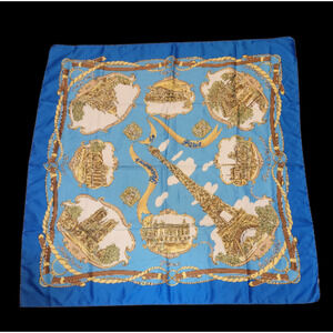 Lovely Roger L. Vintage Paris Landmarks Souvenir Scarf La Tour Eiffel Notre Dame